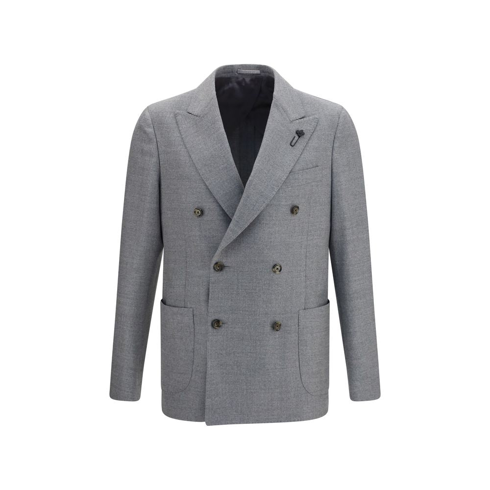 Lardini Gray Wool Full-Length Jacket