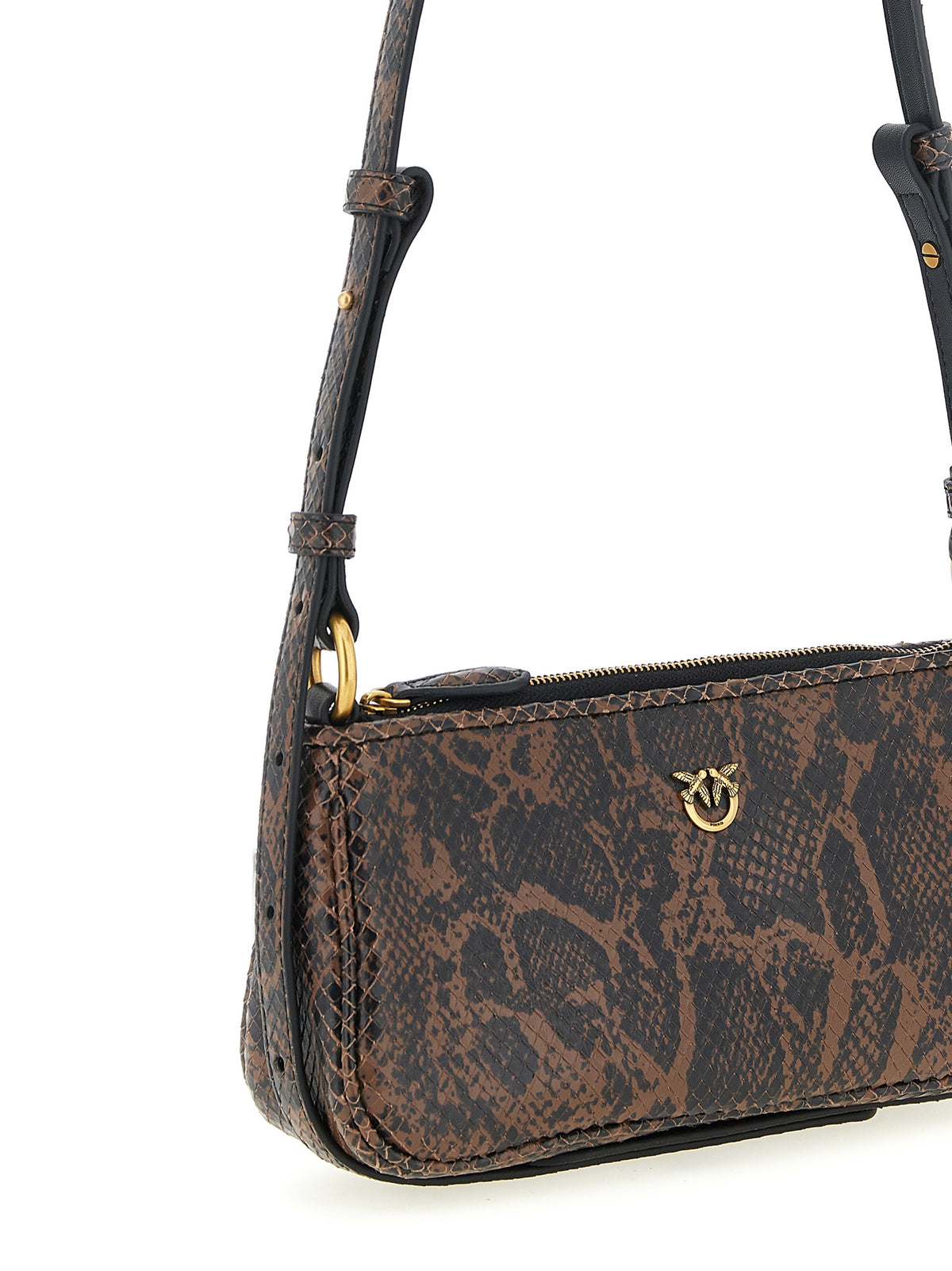PINKO Brown Calfskin Shoulder Bag