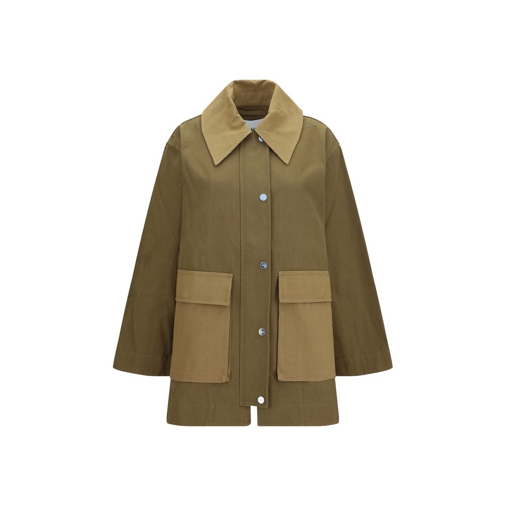 Ganni Bicolor Cotton Full-Length Jacket