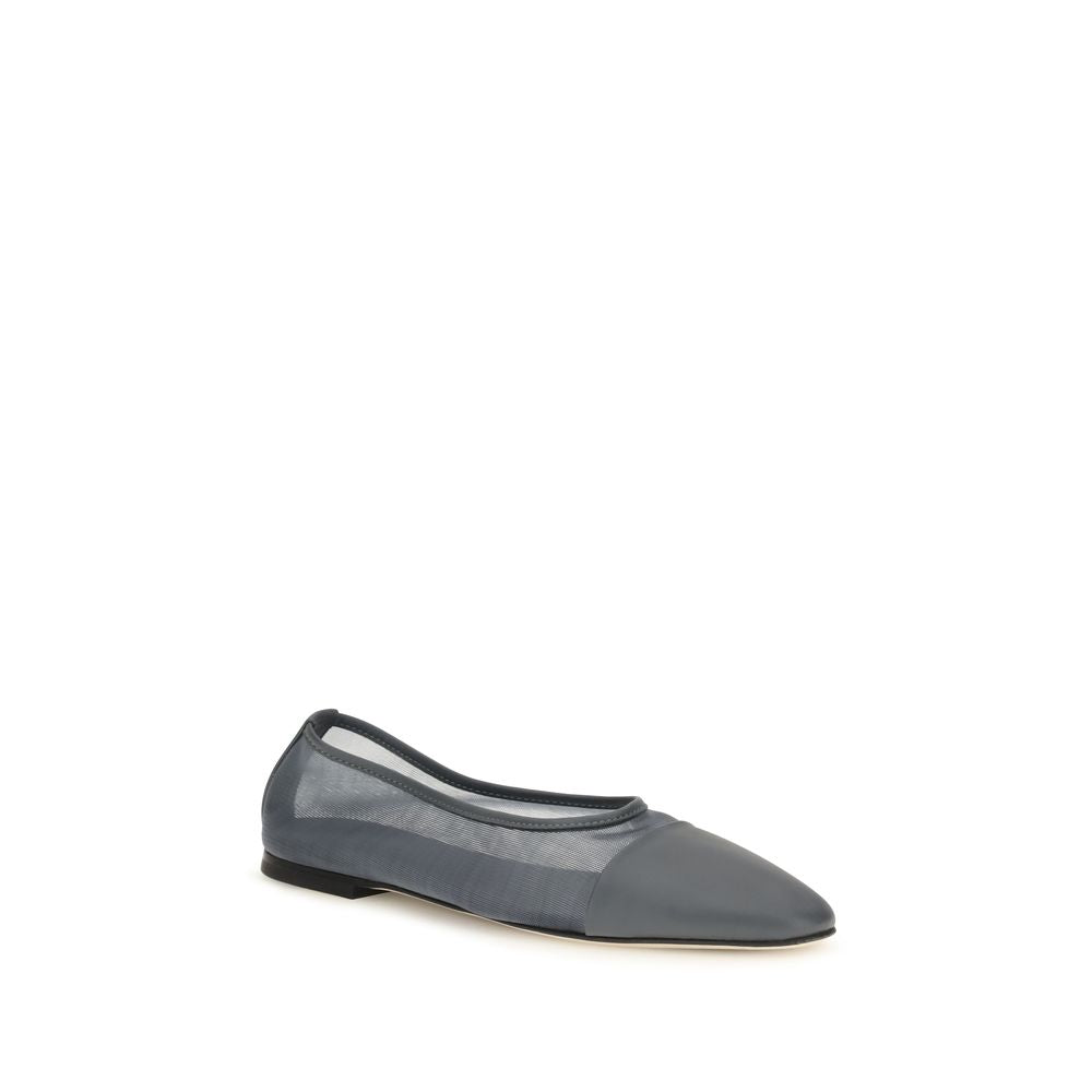 Dear Frances Gray Leather Ballet Flats