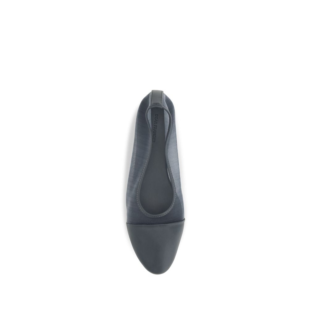 Dear Frances Gray Leather Ballet Flats