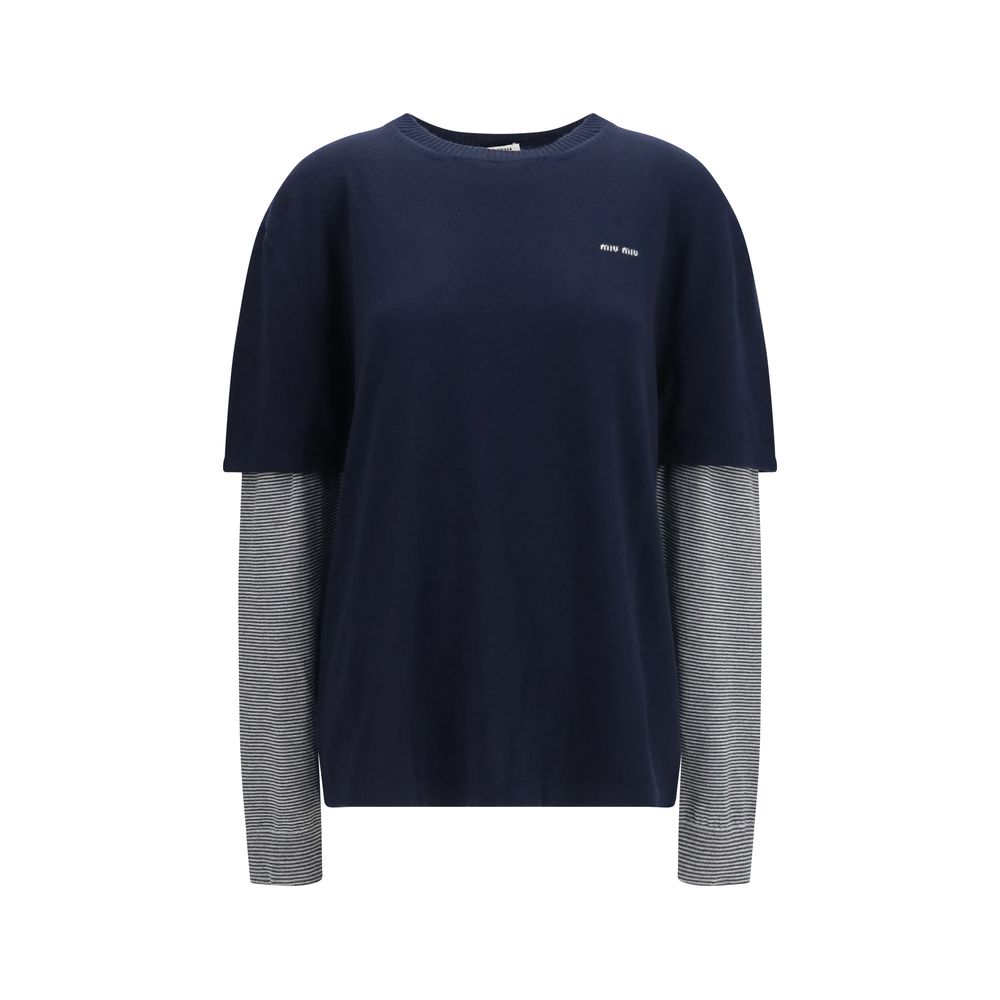 Miu Miu Blue Wool Sweatshirt