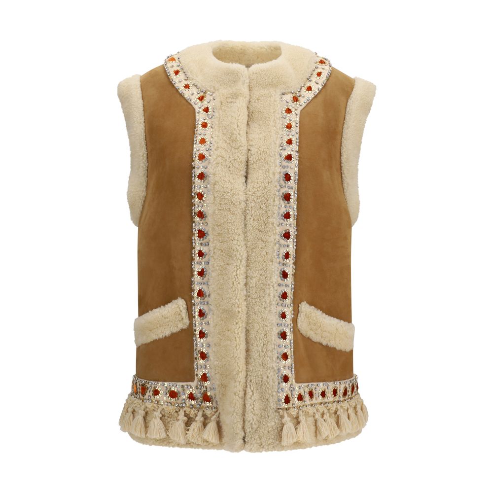 Valentino Garavani Beige Aries Aries Sleeveless Jacket