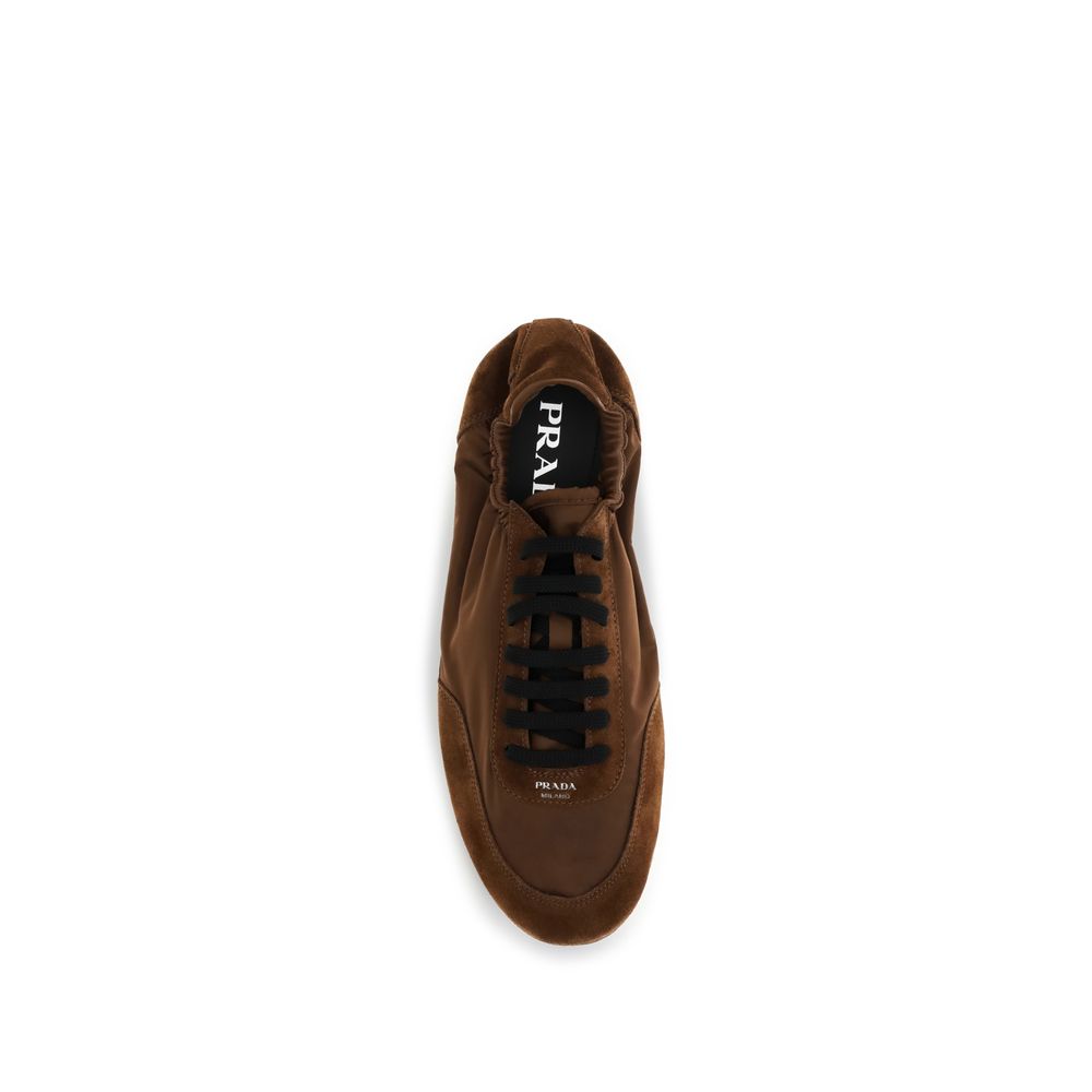 Prada Brown Leather Athletic Sneakers