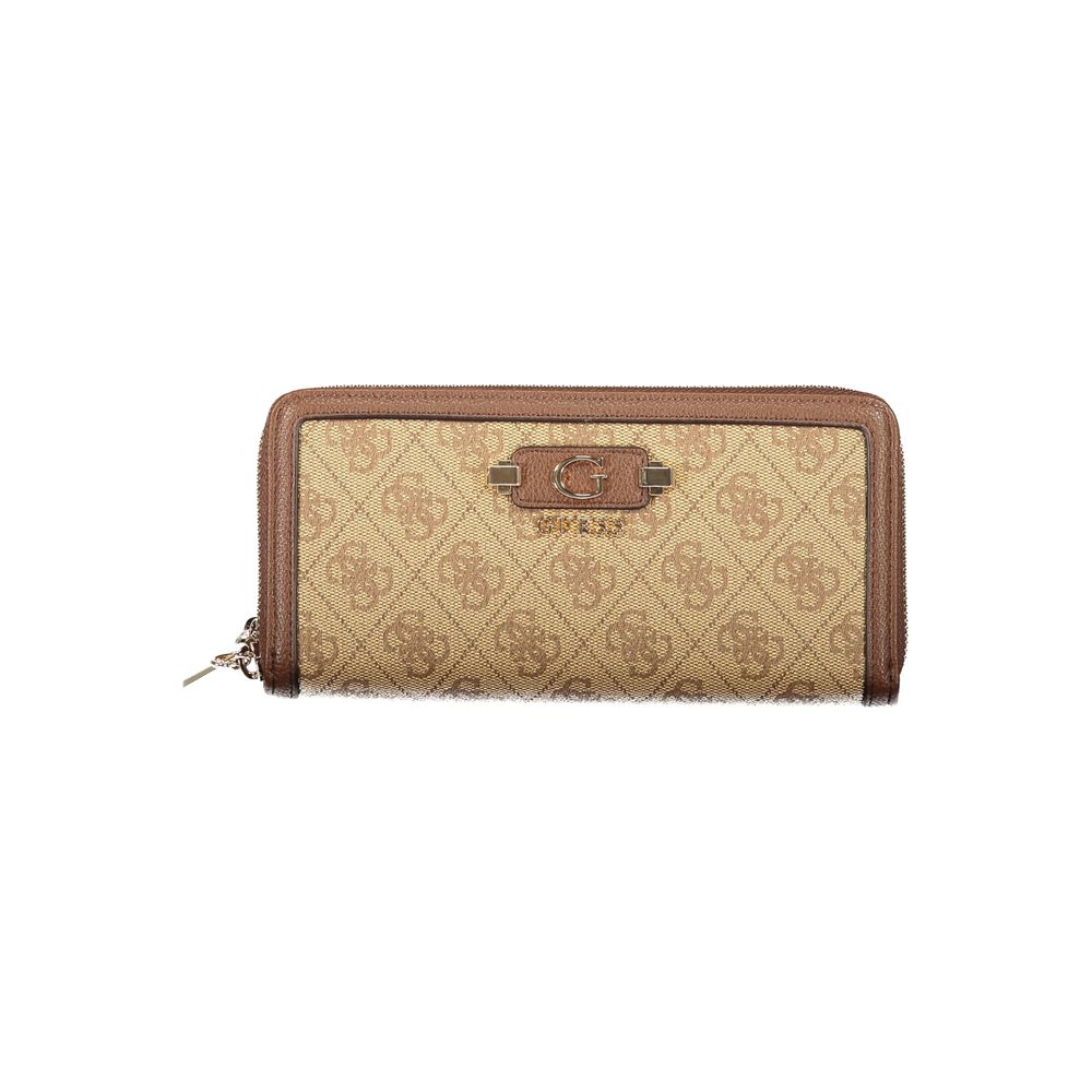Guess Jeans Beige Womens Wallet With Zip Closure