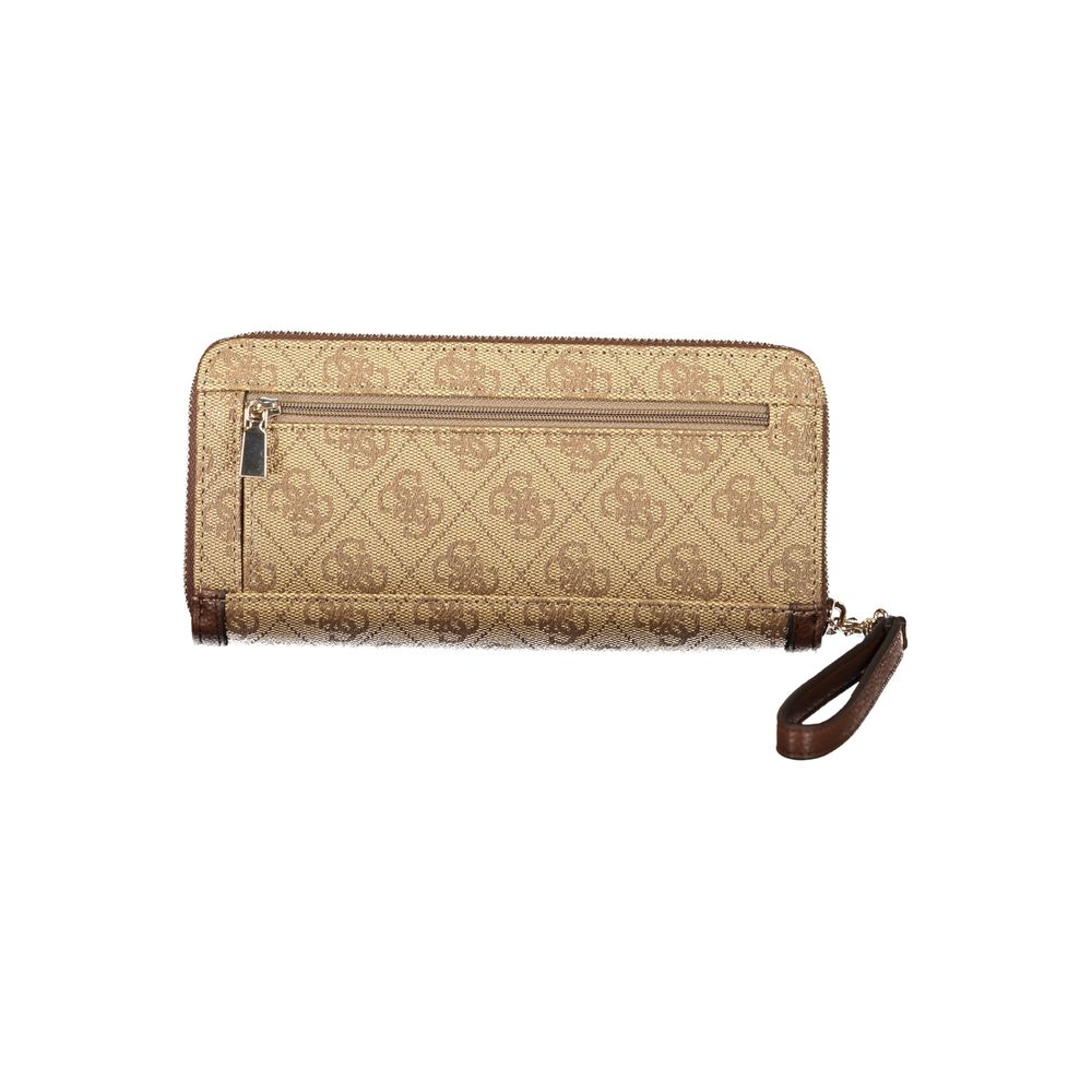 Guess Jeans Beige Womens Wallet With Zip Closure