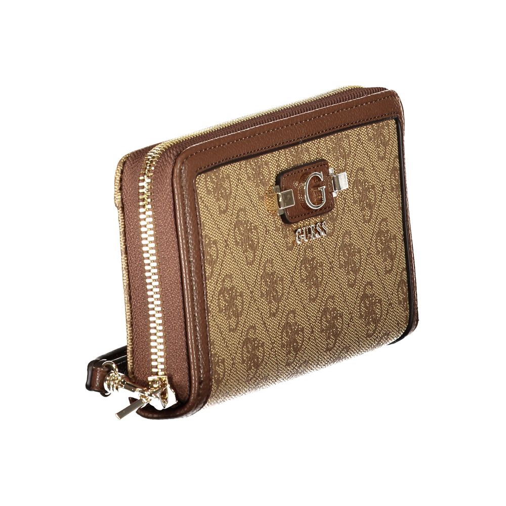 Guess Jeans Beige Womens Wallet With Zip Closure