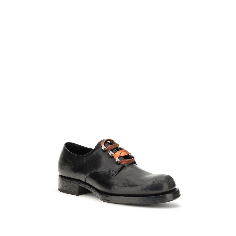 Prada Black Leather Oxfords And Derbies