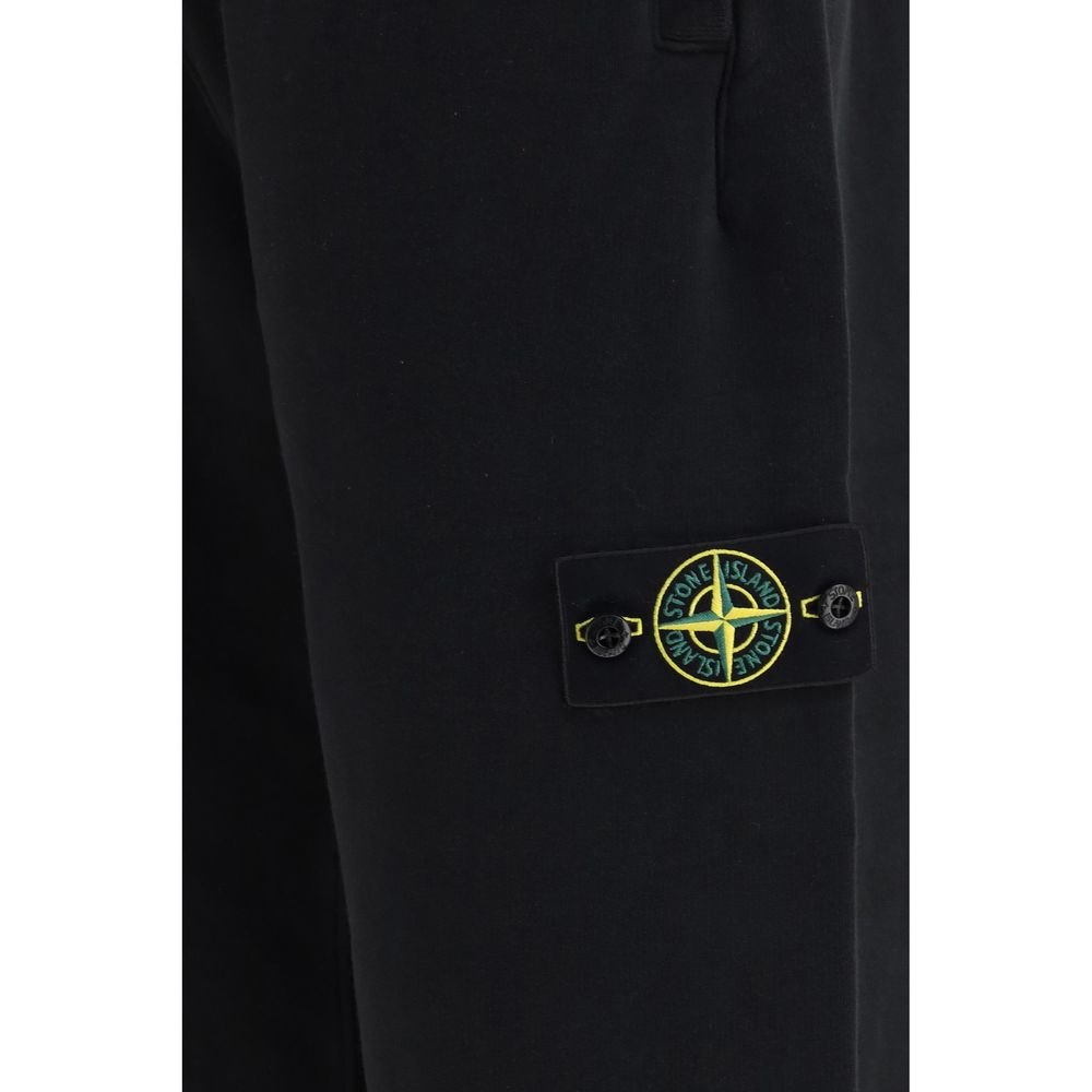 Stone Island Black Cotton Joggers (Workout Pants)