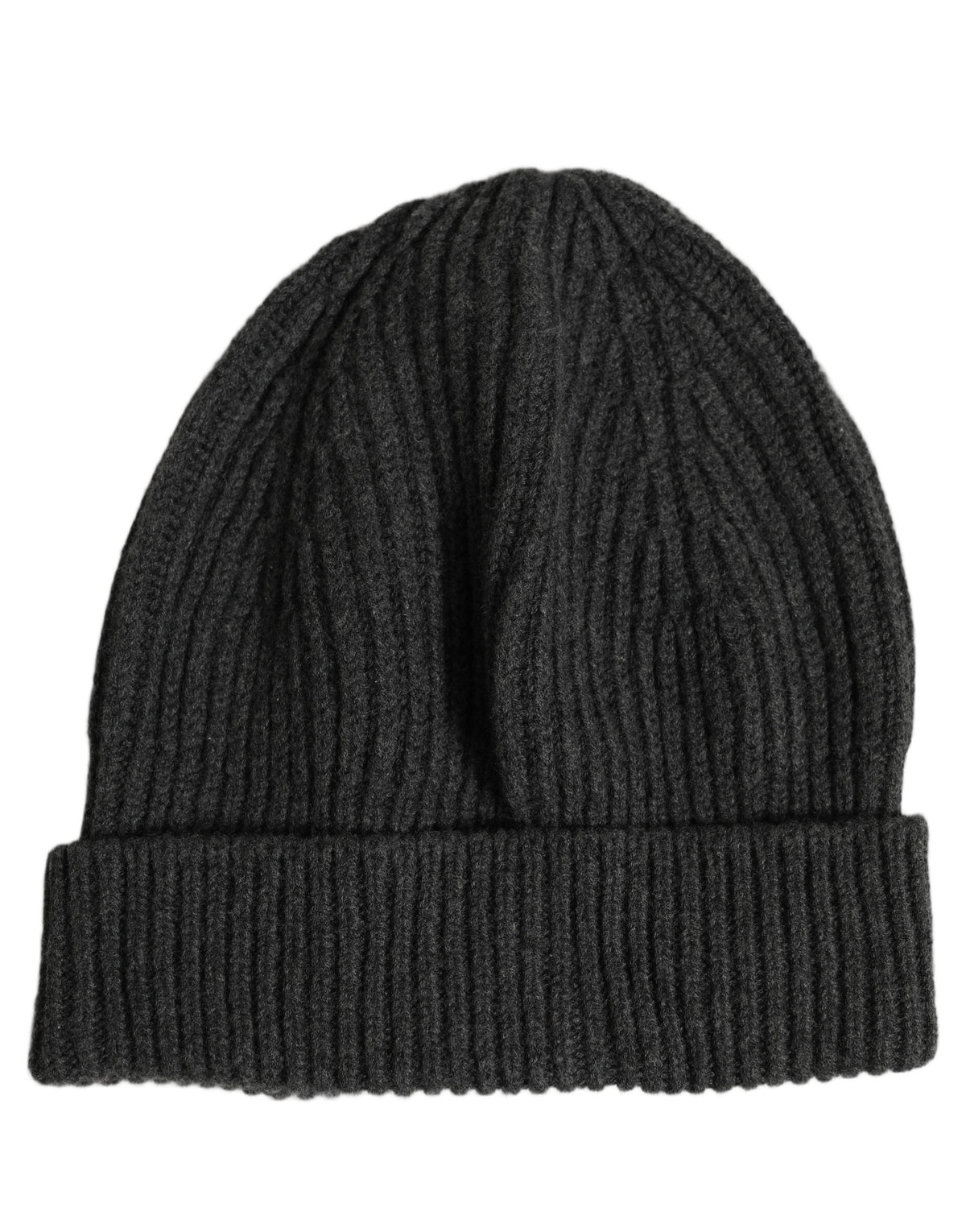 New Dolce & Gabbana Men Charcoal Grey Ribbed Wool Knit Beanie One Size Hat