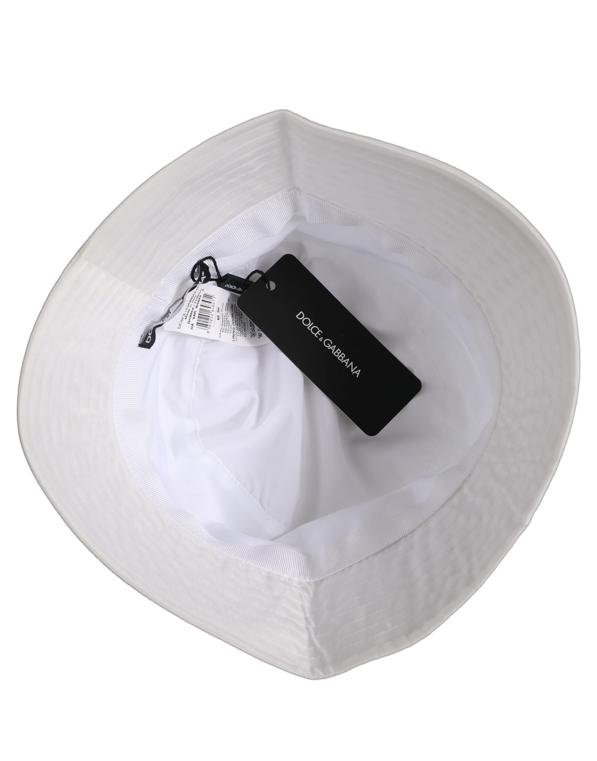 New Dolce & Gabbana Men White Nylon Wide Brim Bucket Capello Hat