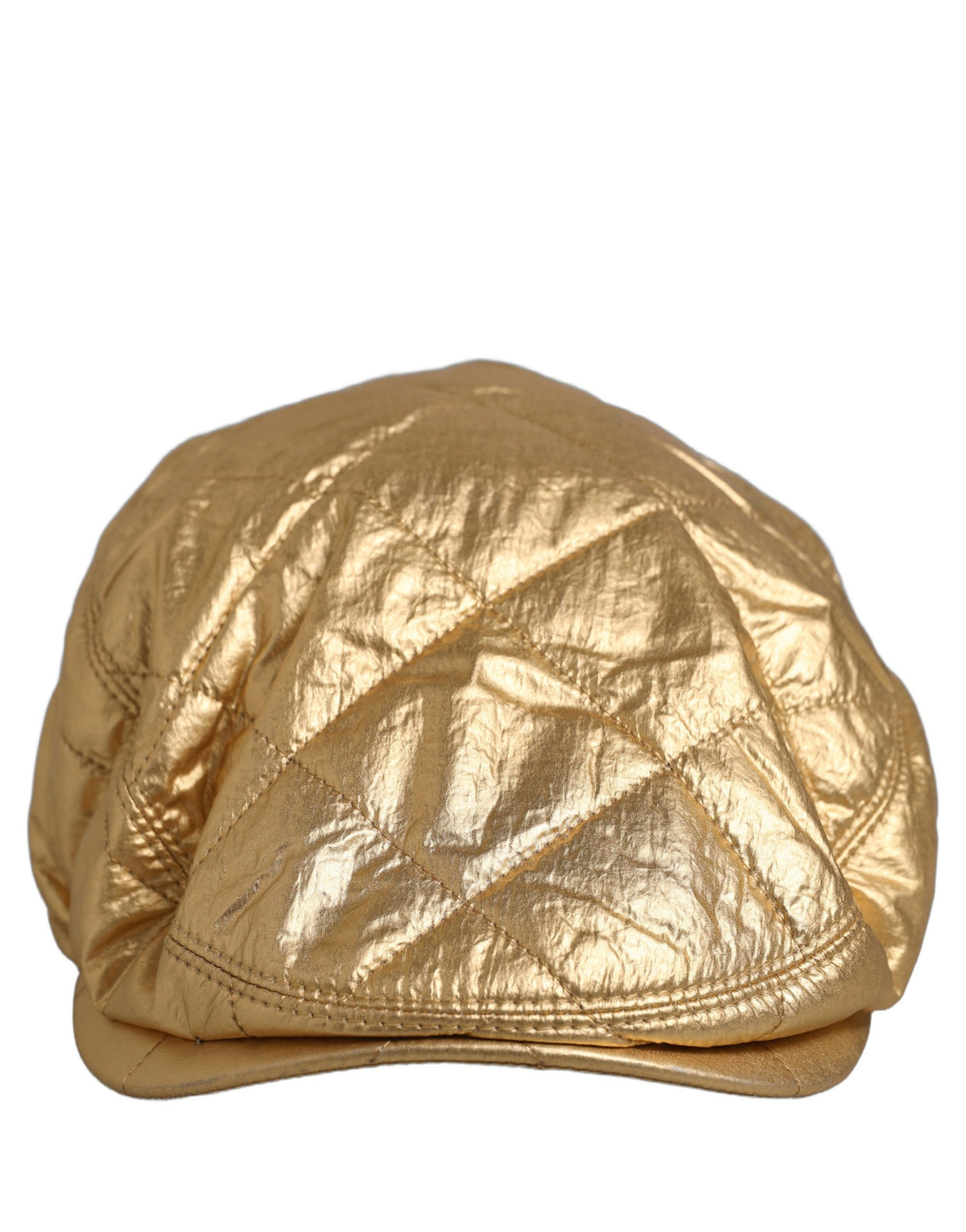 New Dolce & Gabbana Men Gold Wide Quilted Newsboy Capello Hat