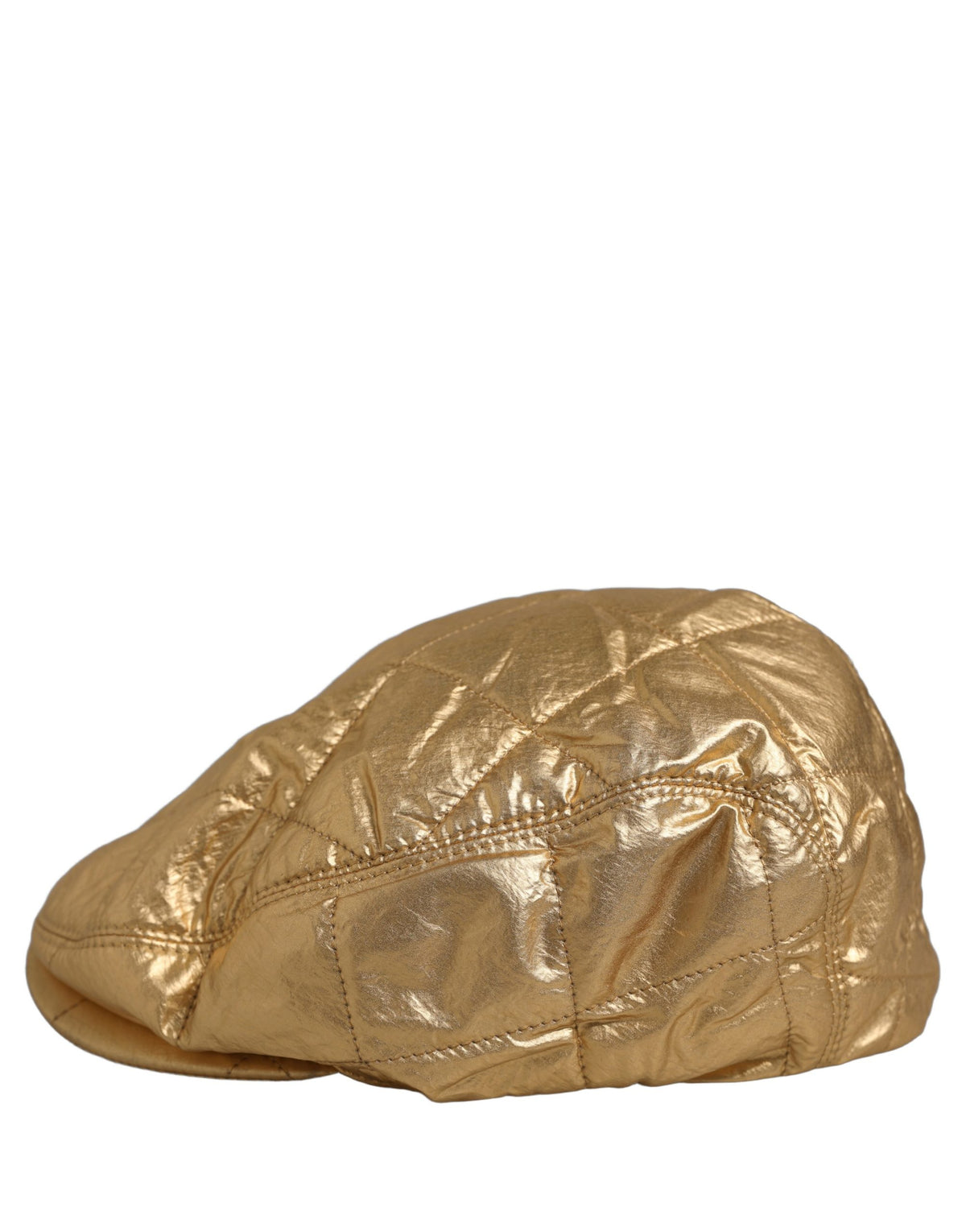 New Dolce & Gabbana Men Gold Wide Quilted Newsboy Capello Hat