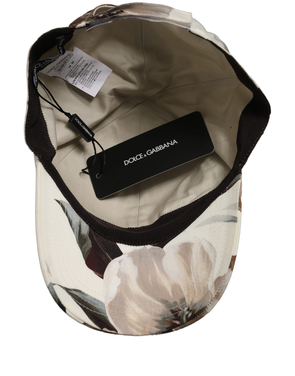 New Dolce & Gabbana Men Beige Floral Cotton Baseball Capello Hat