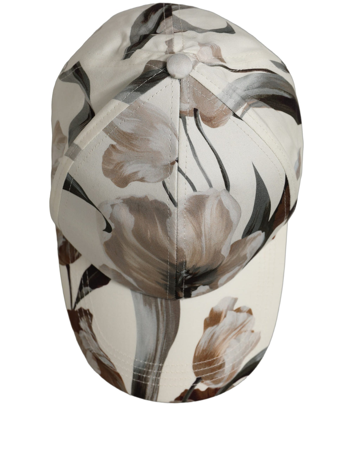 New Dolce & Gabbana Men Beige Floral Cotton Baseball Capello Hat