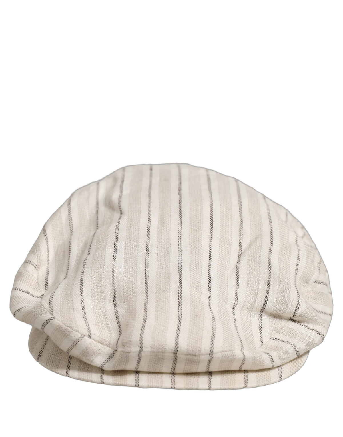 New Dolce & Gabbana Men Off White Striped Linen Newsboy Capello Hat