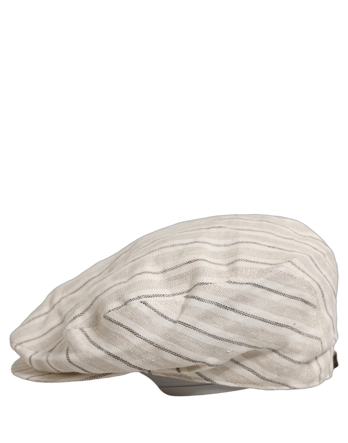 New Dolce & Gabbana Men Off White Striped Linen Newsboy Capello Hat