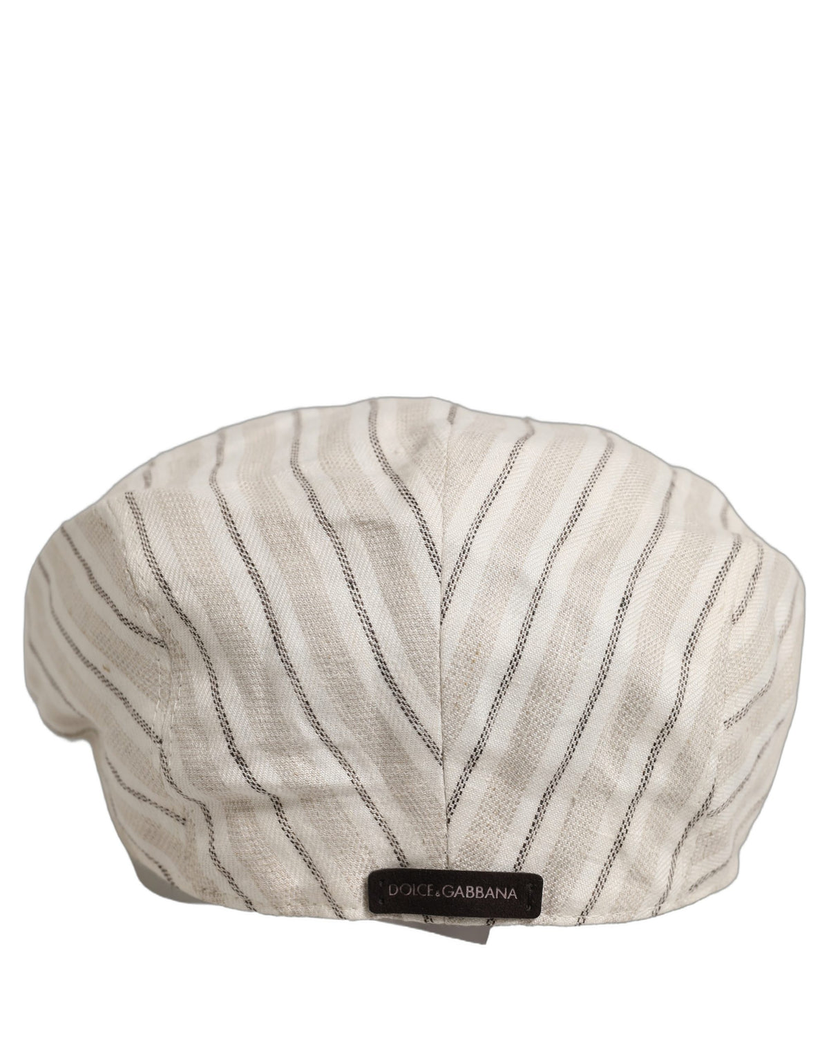 New Dolce & Gabbana Men Off White Striped Linen Newsboy Capello Hat