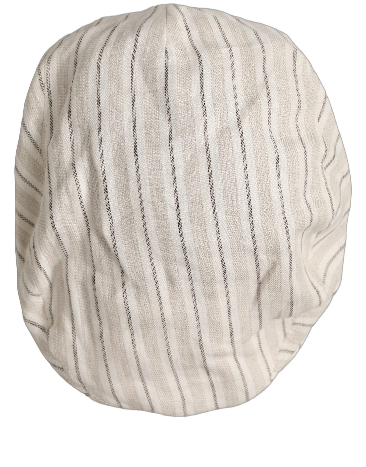 New Dolce & Gabbana Men Off White Striped Linen Newsboy Capello Hat
