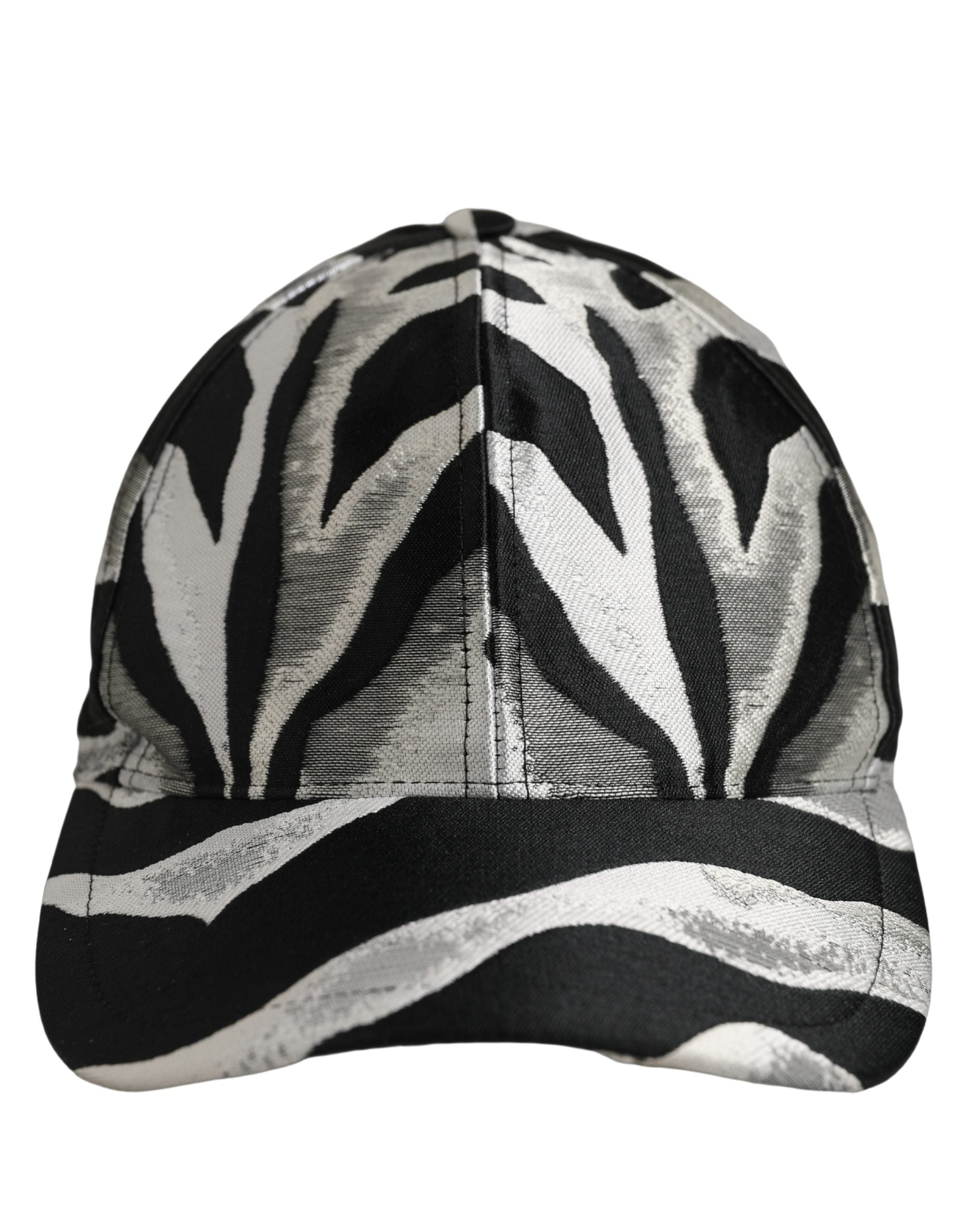 New Dolce & Gabbana Men Black Silver Zebra Pattern Baseball Cap Hat