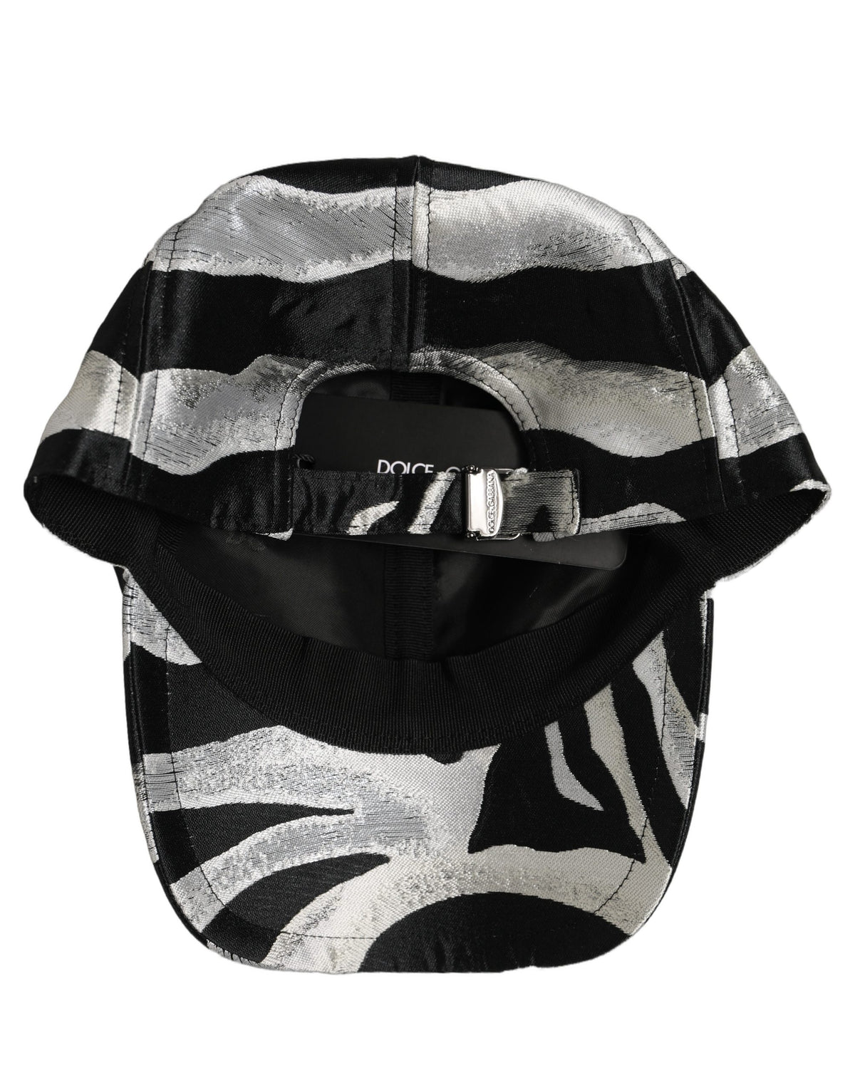 New Dolce & Gabbana Men Black Silver Zebra Pattern Baseball Cap Hat