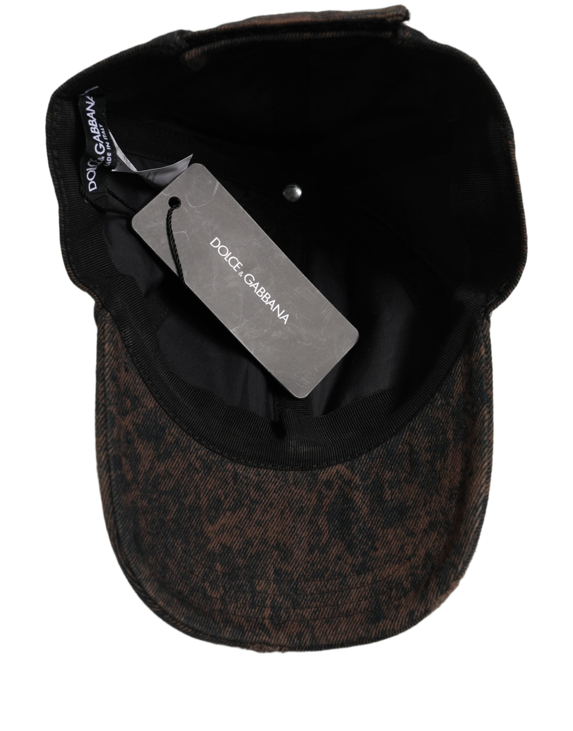 New Dolce & Gabbana Men Brown Cotton Distressed Baseball Cap Hat