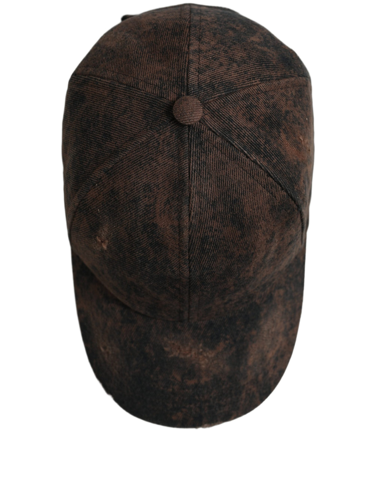New Dolce & Gabbana Men Brown Cotton Distressed Baseball Cap Hat