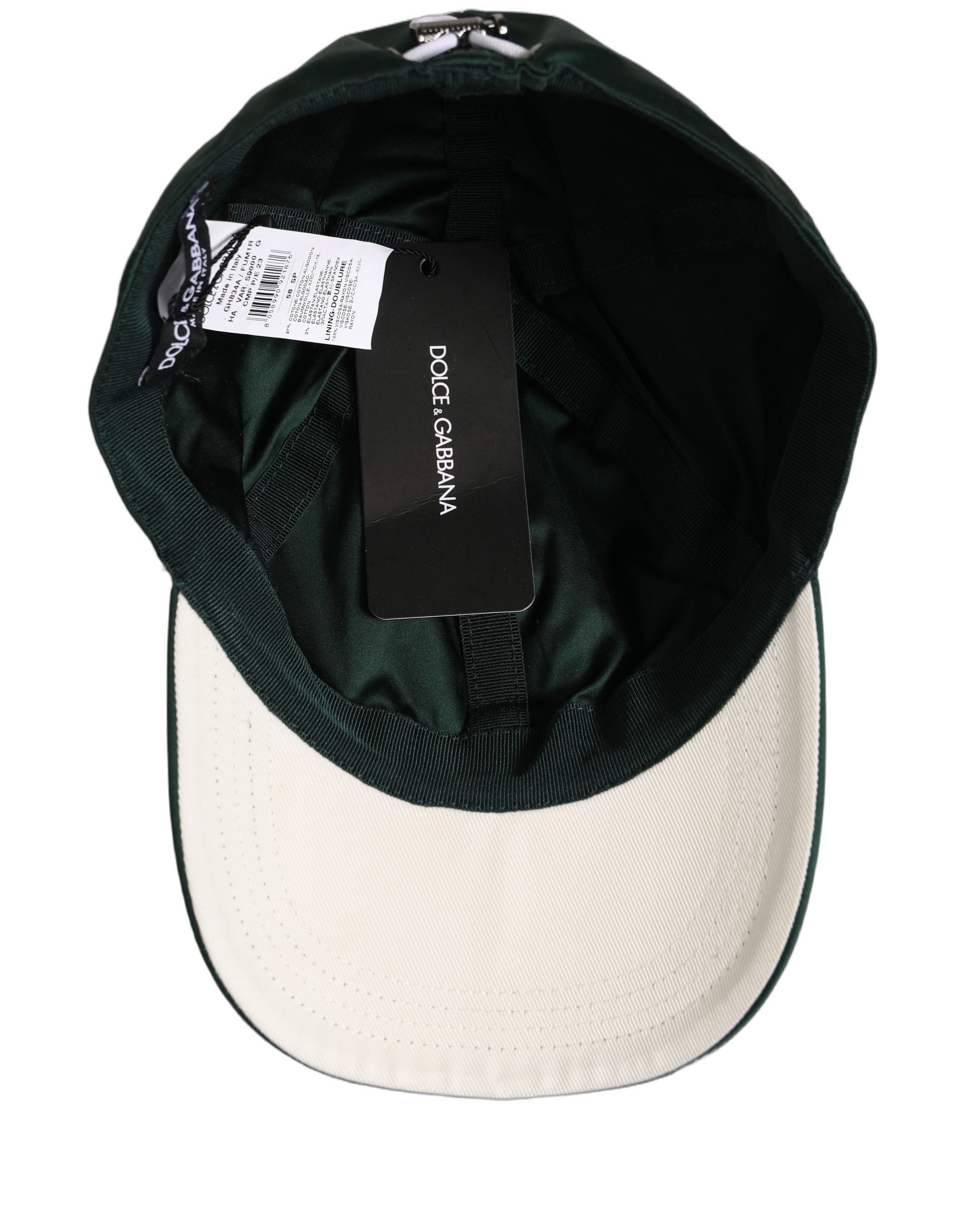 New Dolce & Gabbana Men Deep Green Cotton Baseball Cap 6 Panels Hat