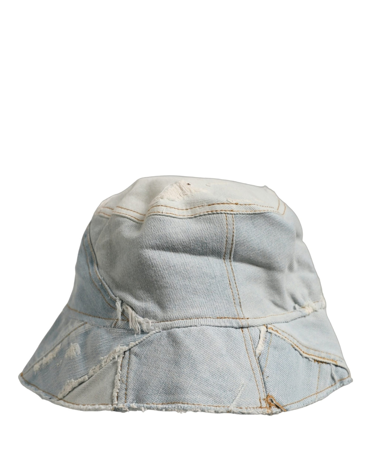 New Dolce & Gabbana Men Blue Patchwork Cotton Denim Bucket Cap Hat