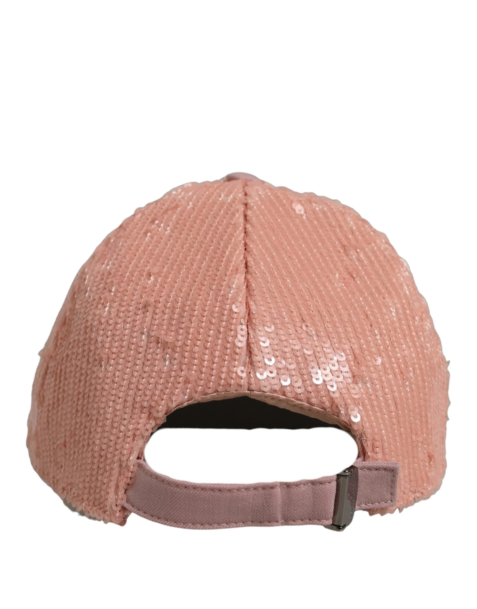 New Dolce & Gabbana Men Pink Cotton Sequin Baseball Cap 6 Panels Hat