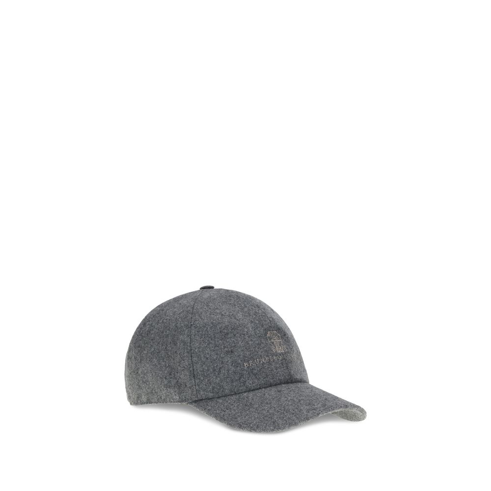 Brunello Cucinelli Gray Wool Cap (Baseball Hat)
