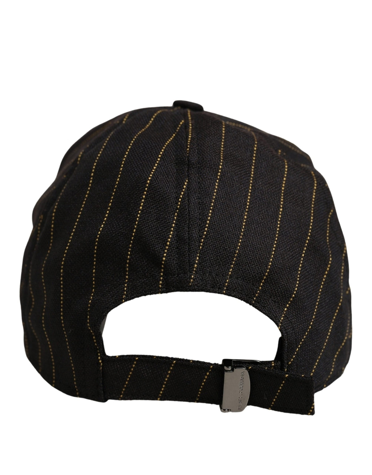 New Dolce & Gabbana Black Gold Pinstriped Cotton Baseball Cap Hat