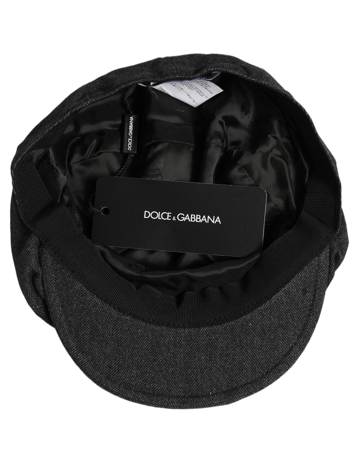 New Dolce & Gabbana Men Black Cotton Flat Cloth Newsboy Cap Hat