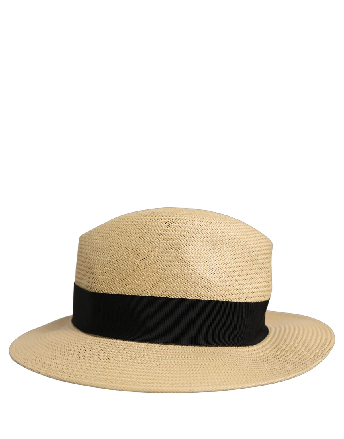 New Dolce & Gabbana Men Beige Paper Straw Fedora Panama Capello Hat