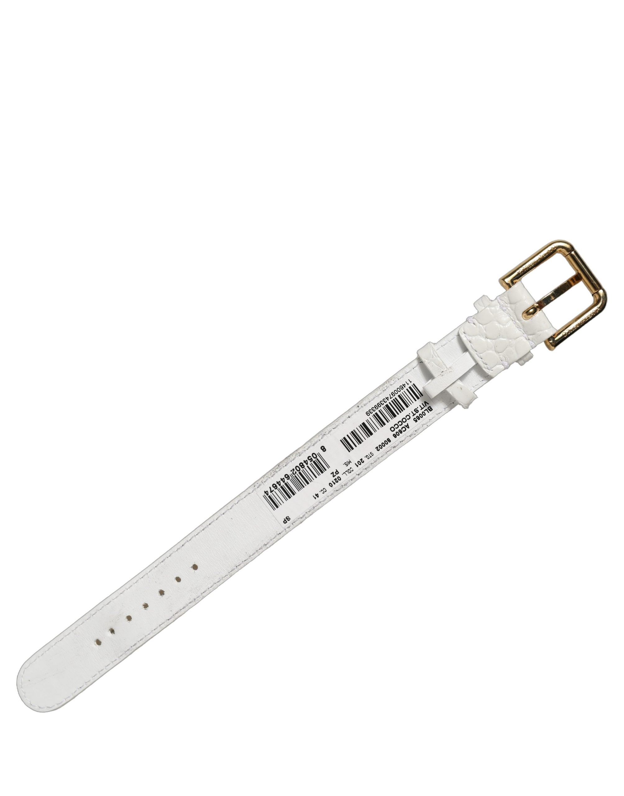 Dolce & Gabbana White Embossed Leather Gold Buckle Belt Strap Bracelet