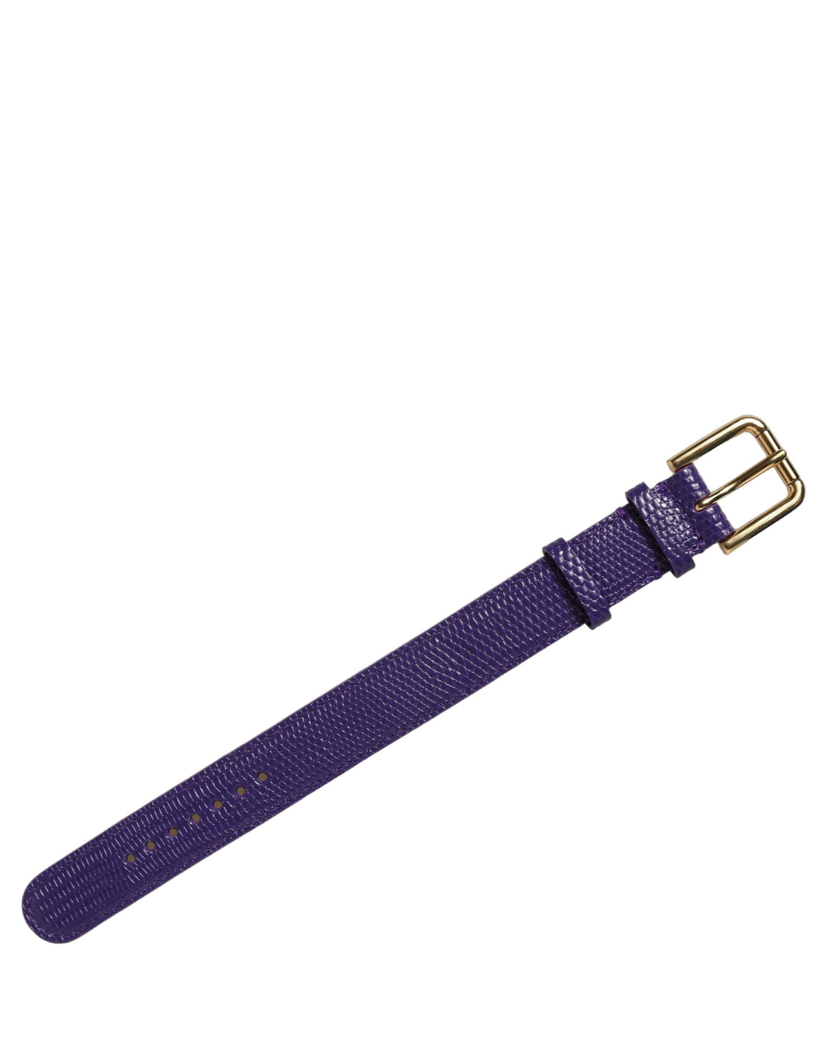 Dolce & Gabbana Violet Textured Leather Gold Buckle Belt Strap Bracelet