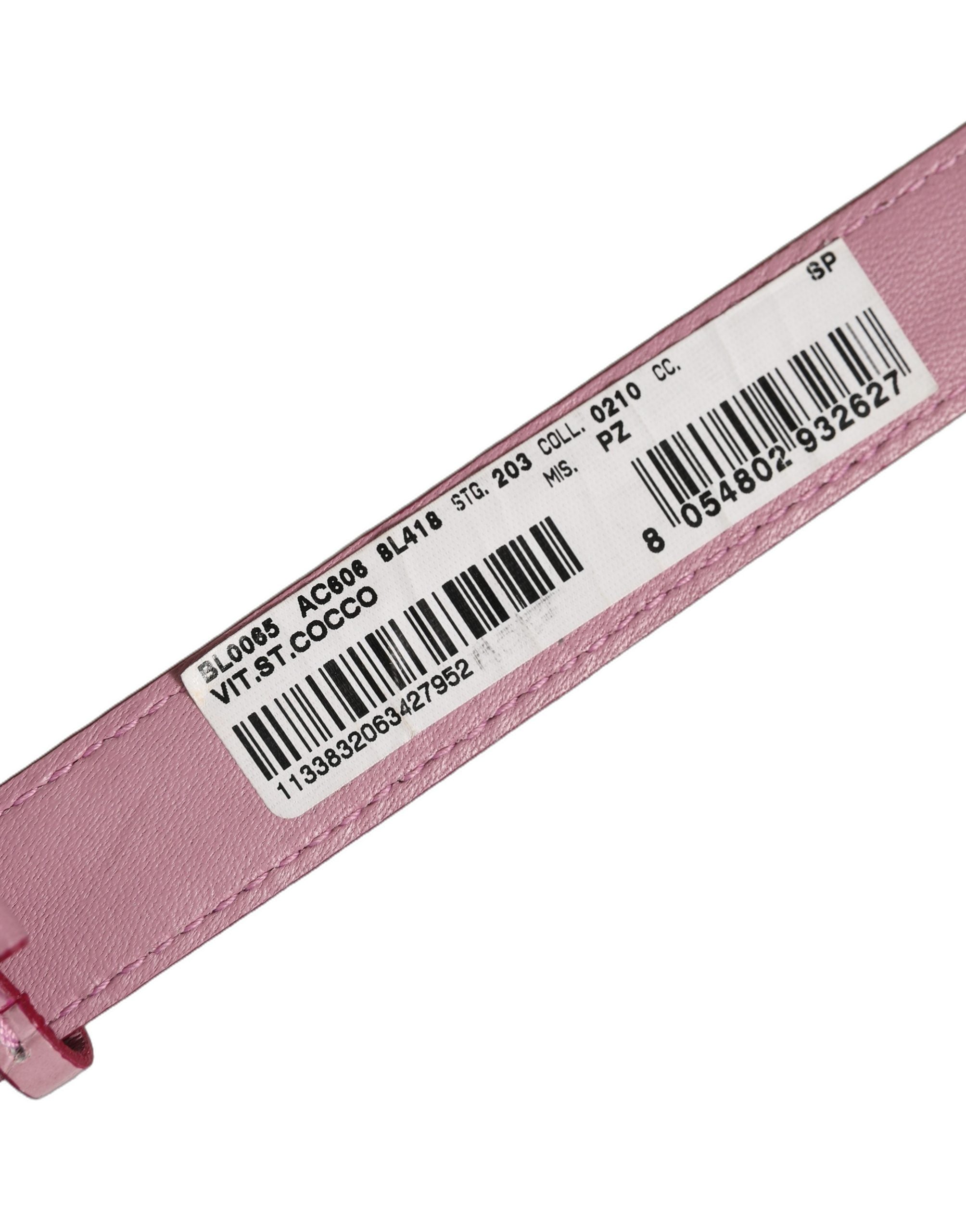 Dolce & Gabbana Pink Embossed Leather Gold Buckle Belt Strap Bracelet