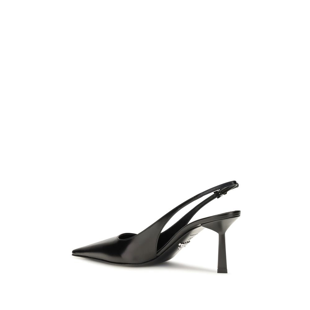 Prada Black Leather High Heel Pumps