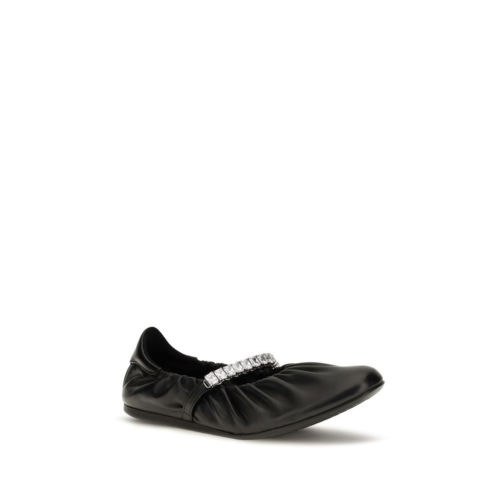 Jimmy Choo Black Leather Ballet Flats