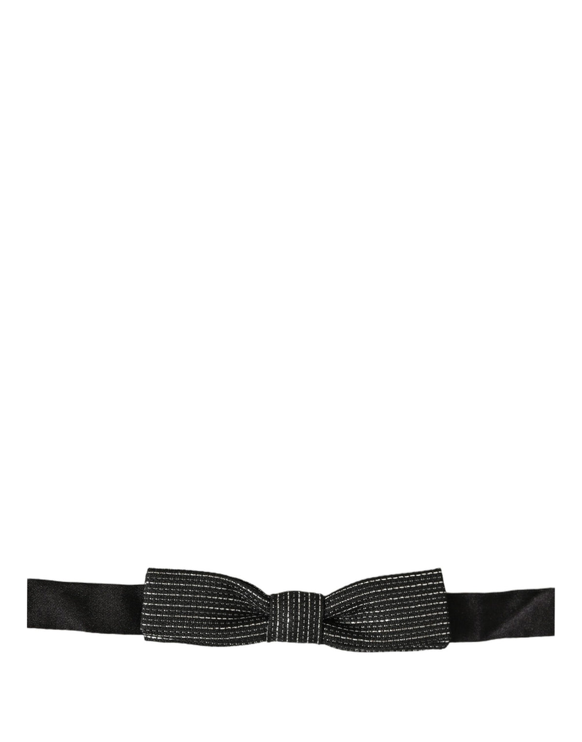 Dolce & Gabbana Men Dark Blue Silver Ribbed Adjustable Neck Papillon Bow Tie