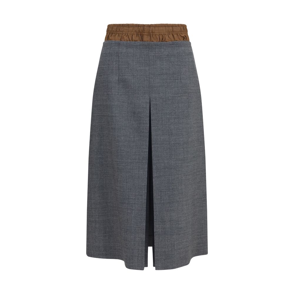 Prada Gray Wool Midi Skirt