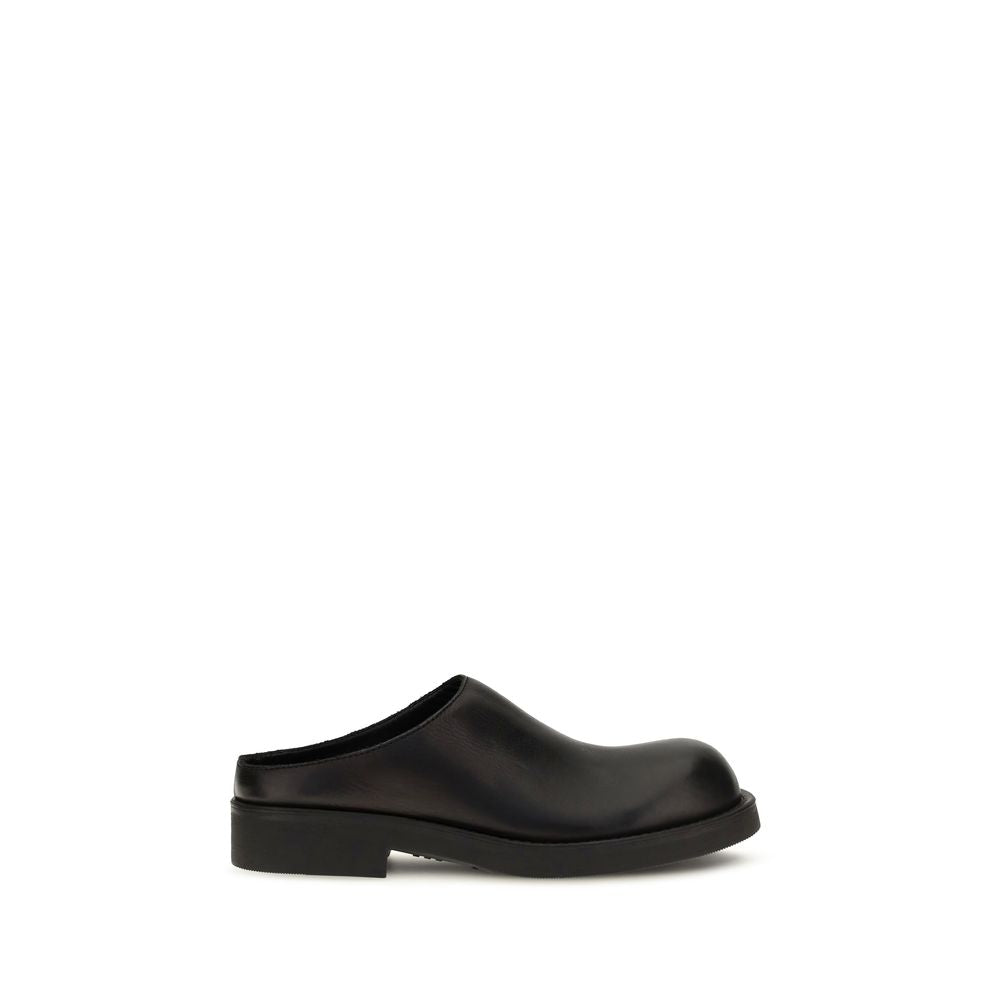 MM6 Black Leather Mules
