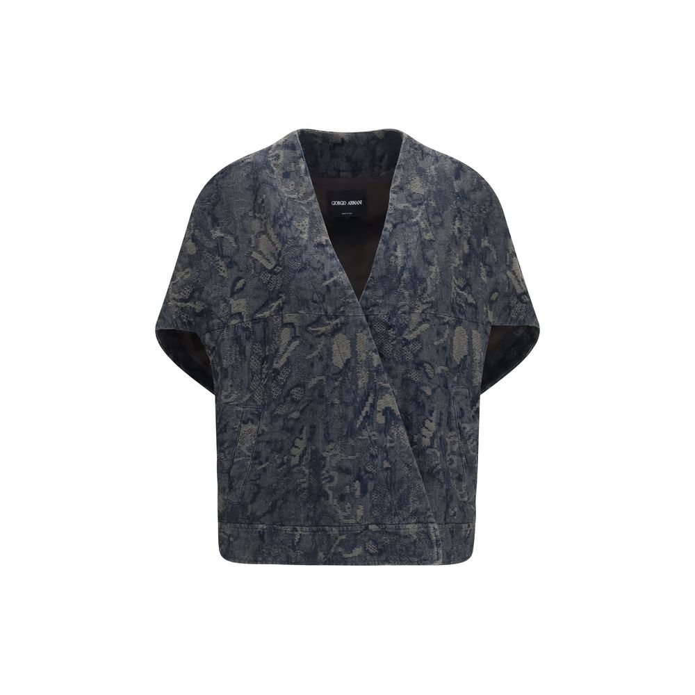 Giorgio Armani Blue Cotton Denim Jacket