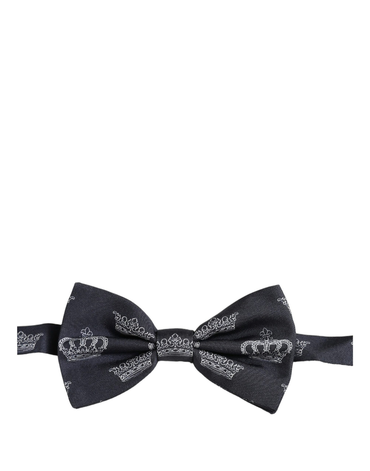 Dolce & Gabbana Men Black Crown Silk Adjustable Neck Papillon Bow Tie