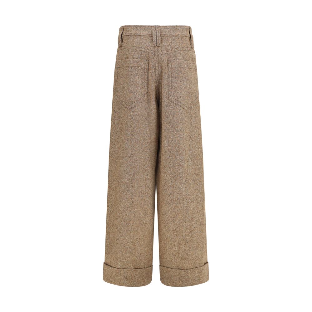 Brunello Cucinelli Beige Wool Casual Pants