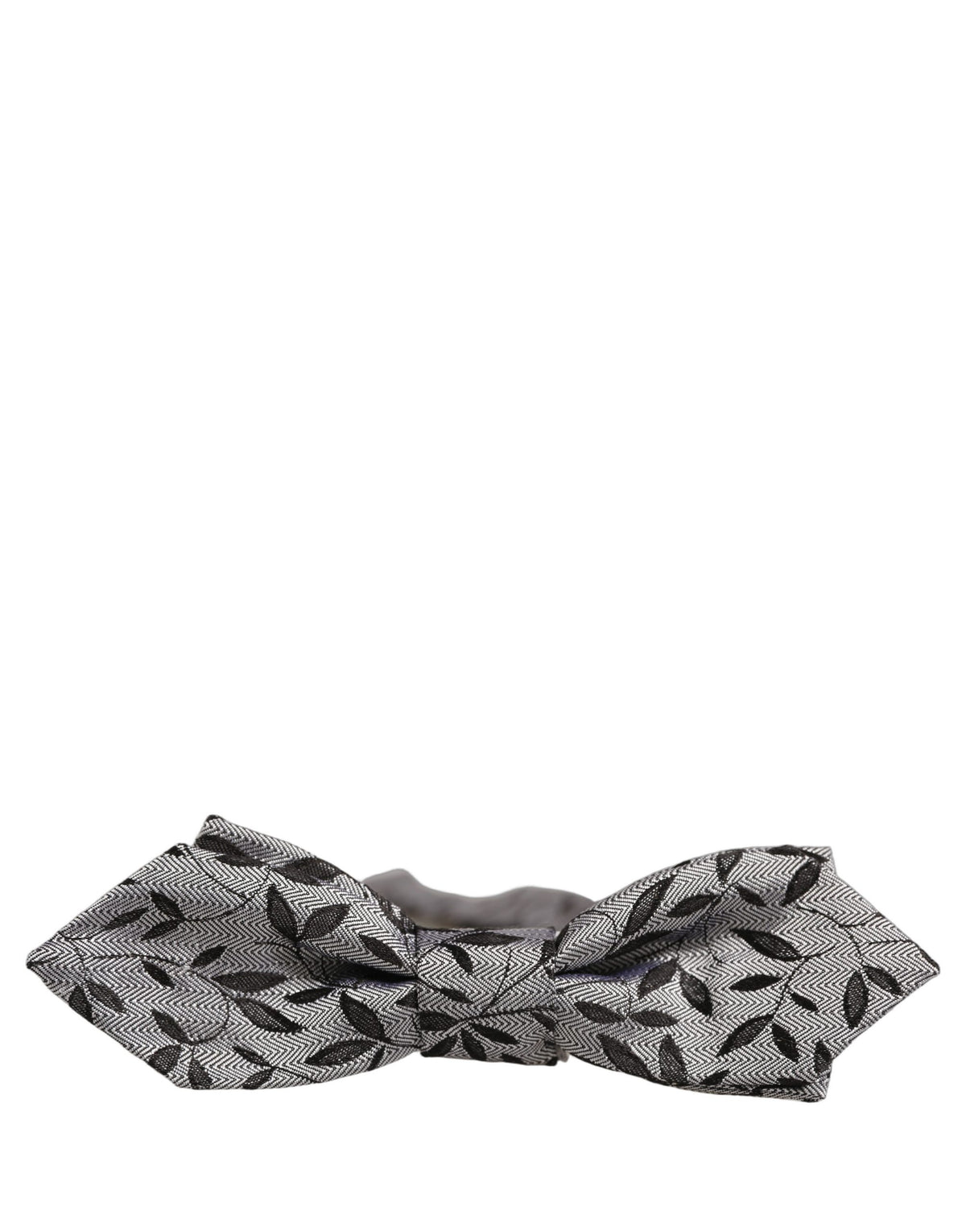 Dolce & Gabbana Men Gray Abstract Silk Adjustable Neck Papillon Bow Tie