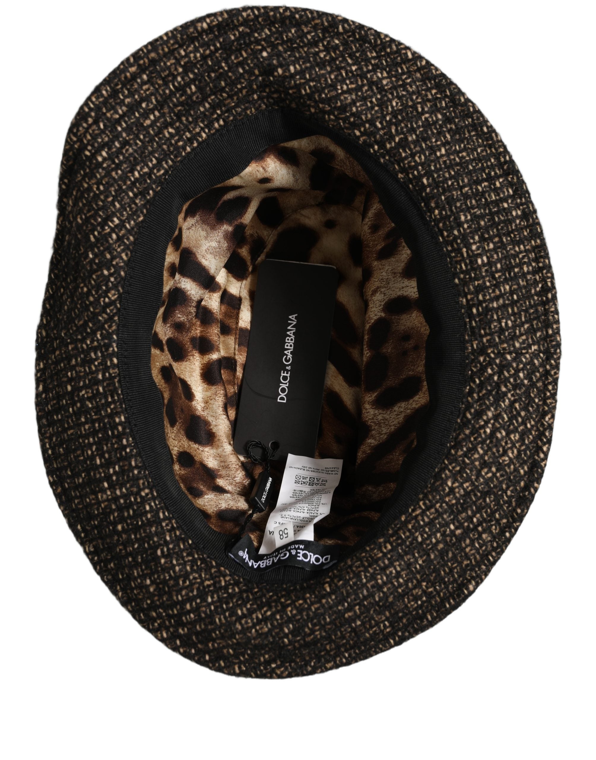 Dolce & Gabbana Gray Melange Blended Textured Tweed Capello Hat