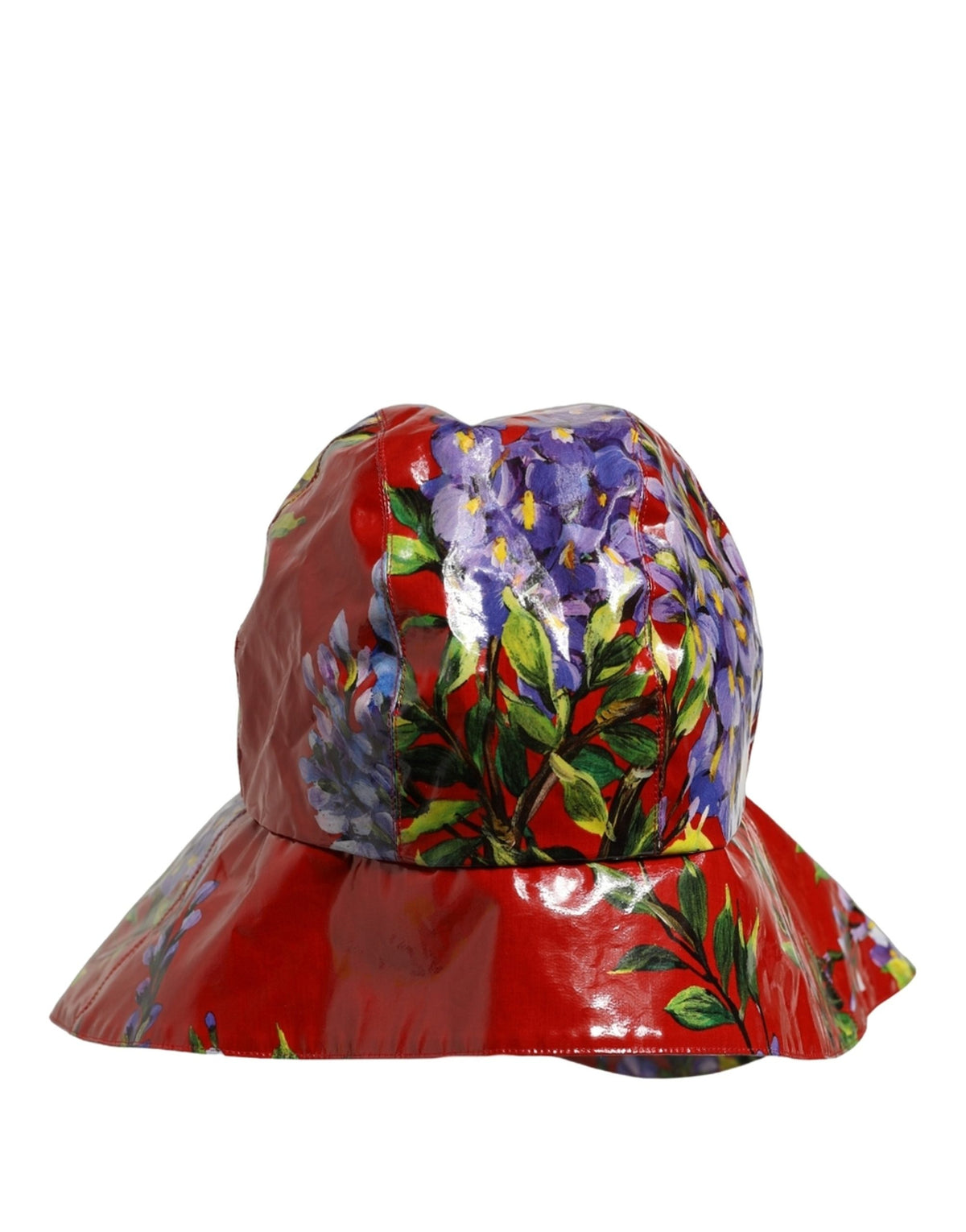 New Dolce & Gabbana Glossy Red Floral Wide Brim Bucket Capello Hat