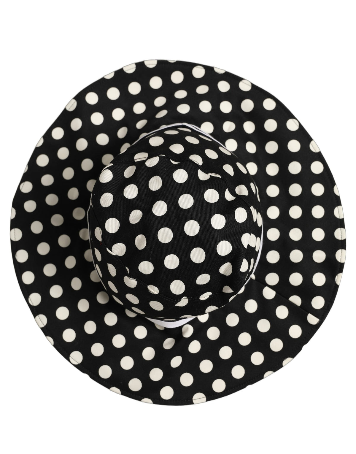 New Dolce & Gabbana Black White Polka Dot Cotton Bucket Capello Hat