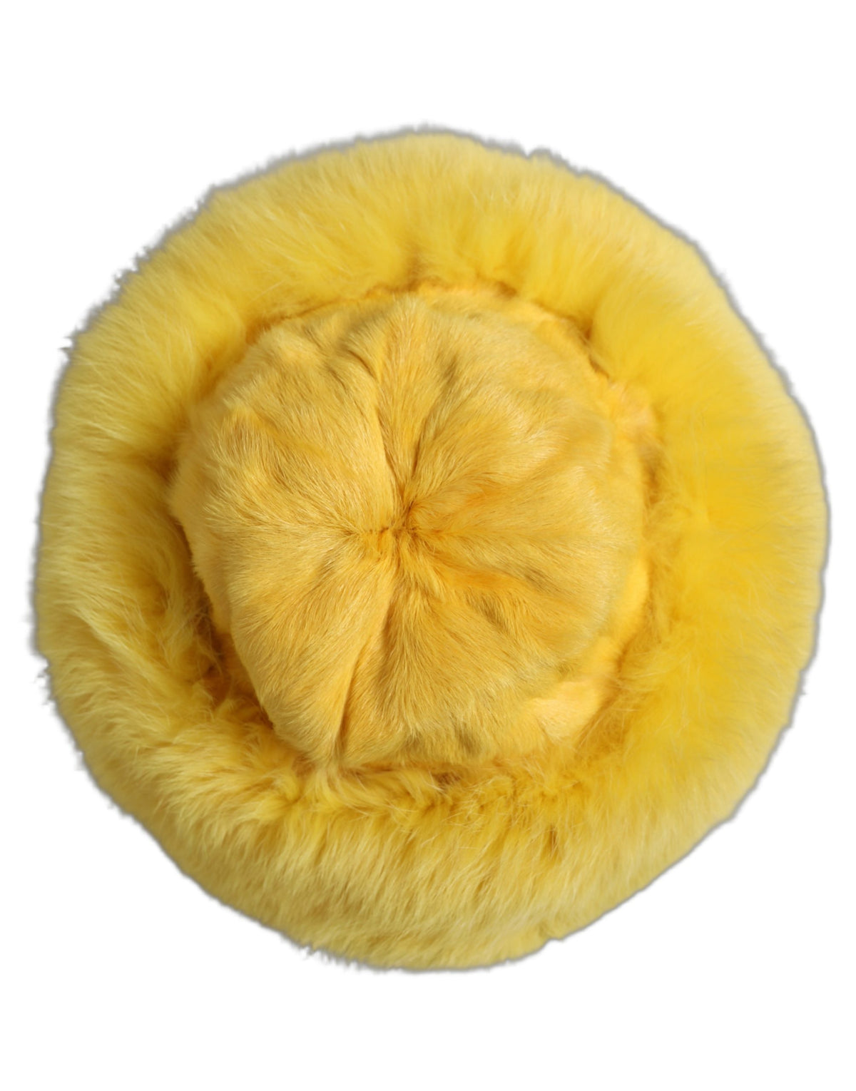 New Dolce & Gabbana Yellow Fox Fur Womens Bucket Capello Hat